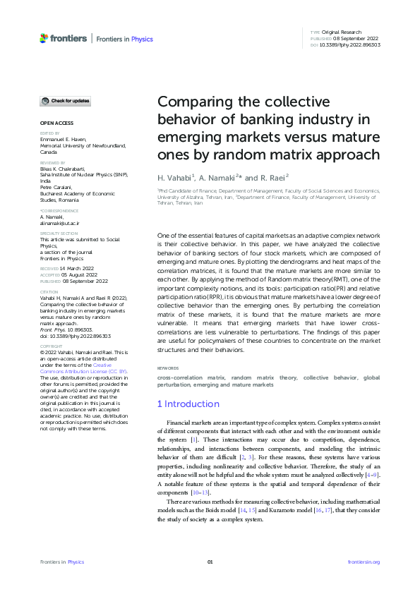 (PDF) Comparing the collective behavior of banking industry in emerging ...