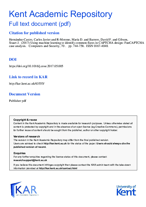 (PDF) Using machine learning to identify common flaws in CAPTCHA design ...