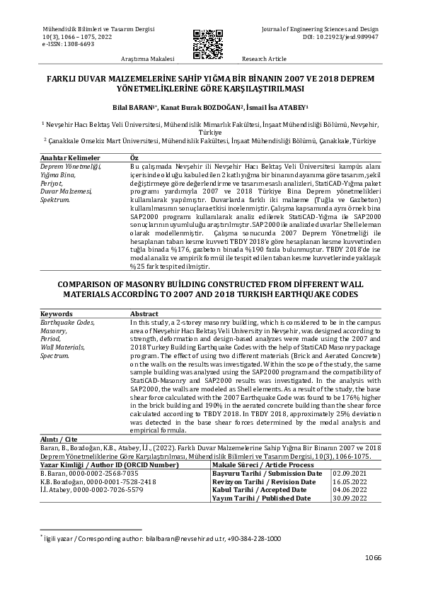 (PDF) Comparison of Masonry Building Constructed from Different Wall ...