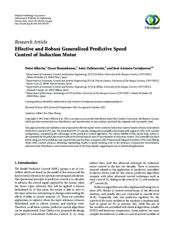 (PDF) Robust Generalized Predictive Control for Induction Motors