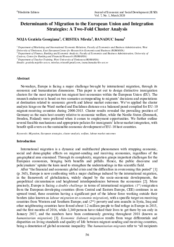 (PDF) Determinants of Migration to the European Union and Integration ...