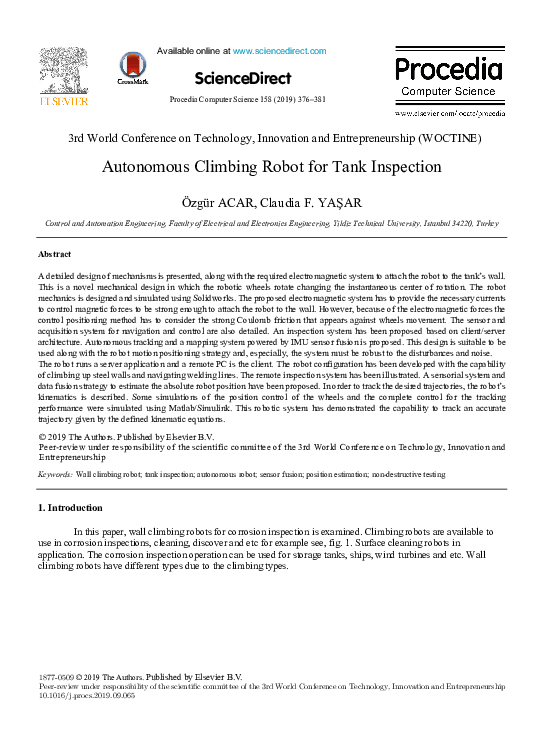 (PDF) Autonomous Climbing Robot for Tank Inspection