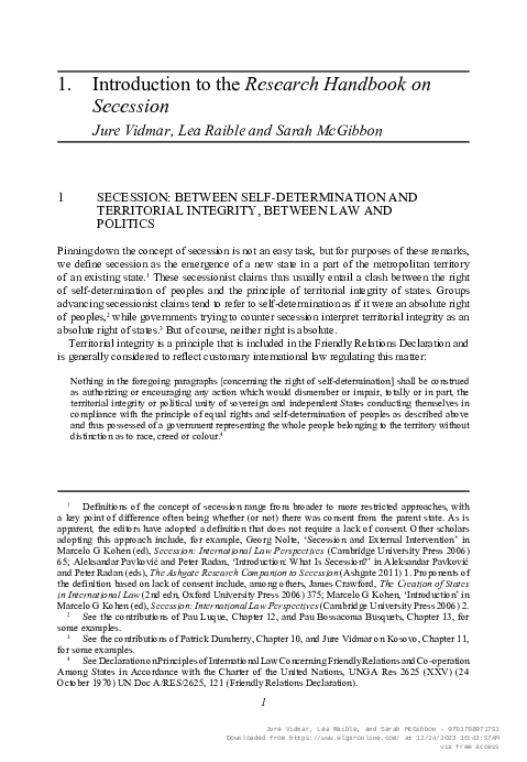 (PDF) Introduction to the Research Handbook on Secession