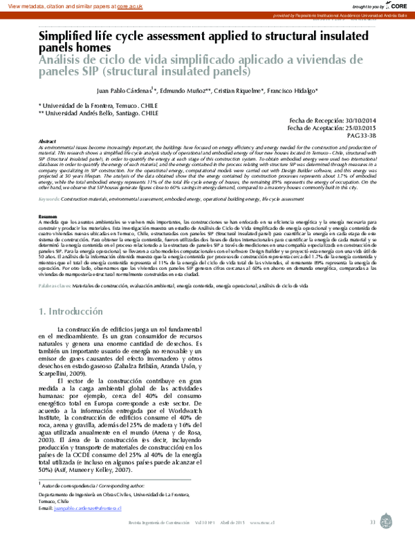 (PDF) Simplified life cycle assessment applied to structural insulated ...
