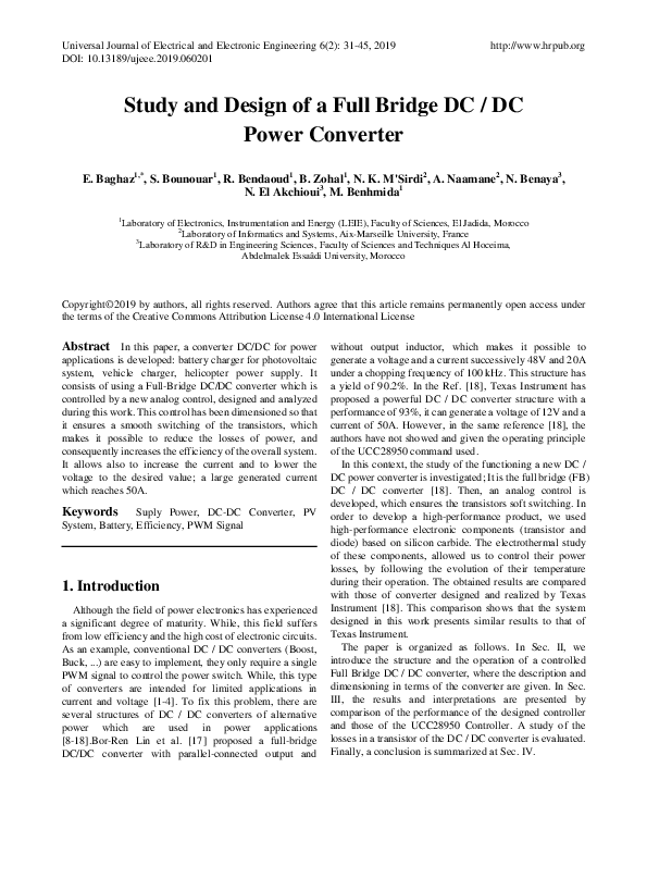 (PDF) Study and Design of a Full Bridge DC / DC Power Converter