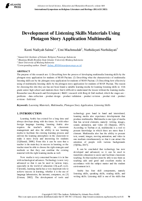(PDF) Development of Listening Skills Materials Using Plotagon Story ...