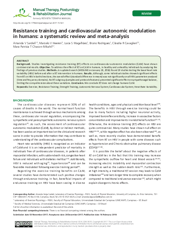 (PDF) Resistance training and cardiovascular autonomic modulation in ...