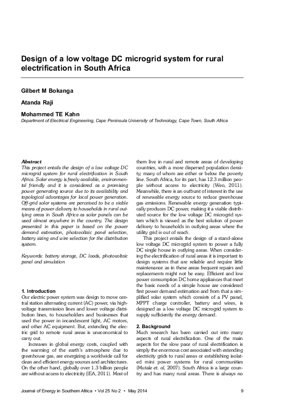 (PDF) Design of a low voltage DC microgrid system for rural ...