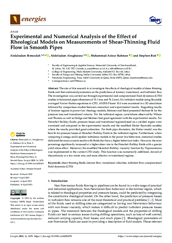 (PDF) Experimental and Numerical Analysis of the Effect of Rheological ...