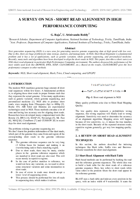 (PDF) A Survey on NGS - Short Read Alignment in High Performance ...