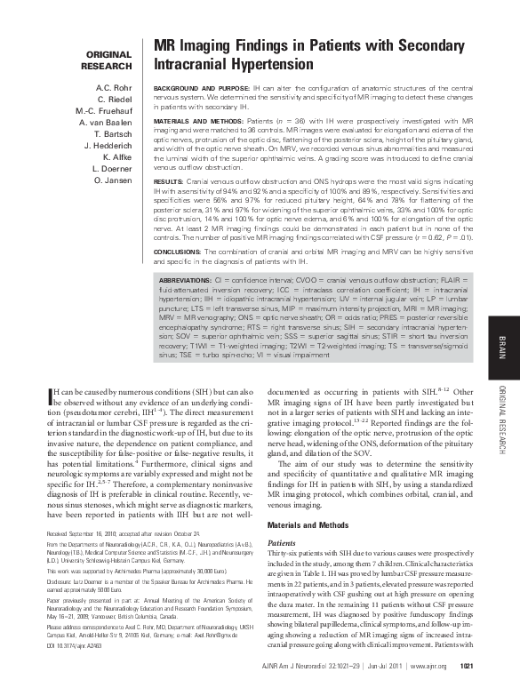 (PDF) MR Imaging Findings in Patients with Secondary Intracranial ...