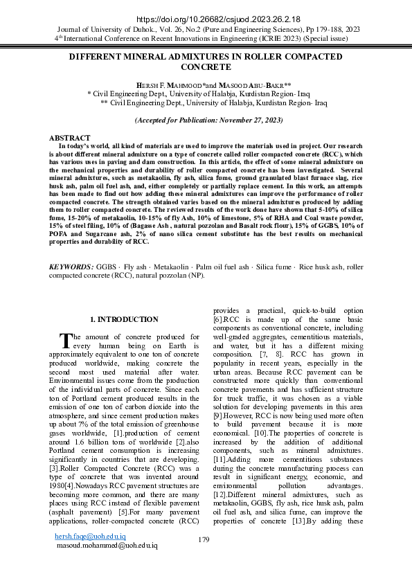 (PDF) DIFFERENT MINERAL ADMIXTURES IN ROLLER COMPACTED CONCRETE