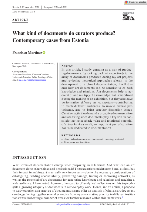 (PDF) What kind of documents do curators produce? Contemporary cases ...