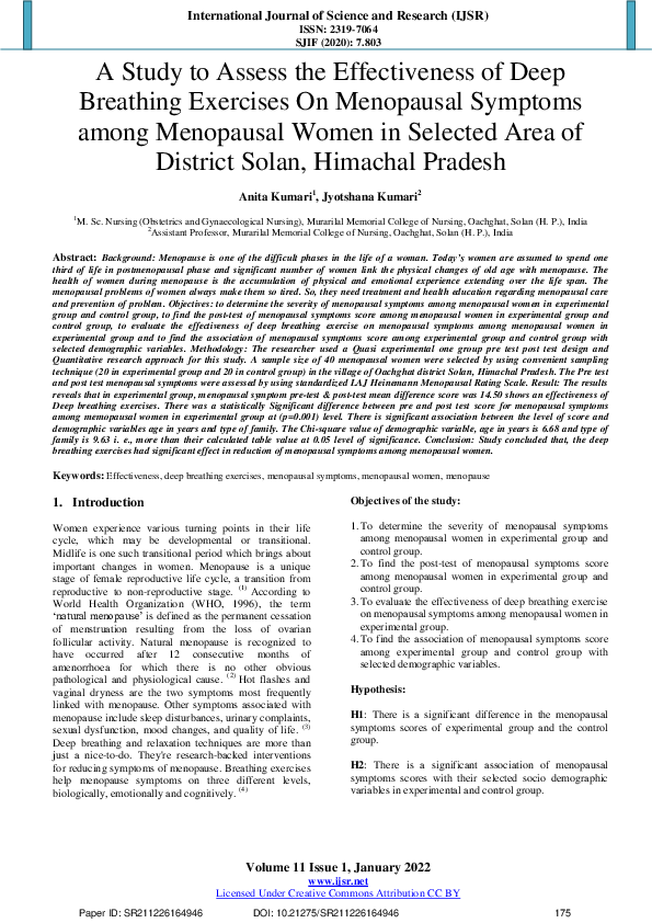 (PDF) A Study to Assess the Effectiveness of Deep Breathing Exercises ...