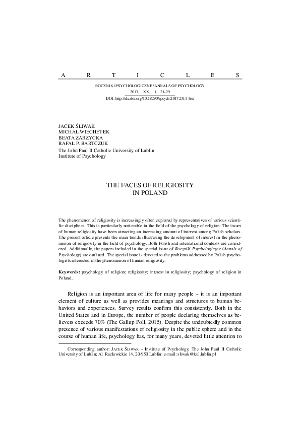 (PDF) The faces of religiosity in Poland