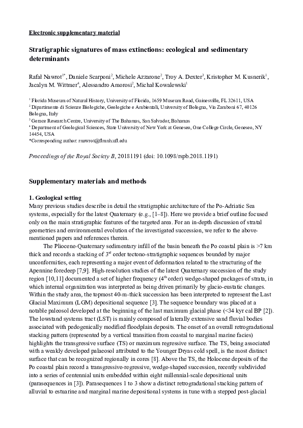 (PDF) Supplementary Methods and Figures from Stratigraphic signatures ...