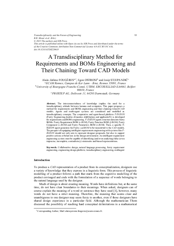 (PDF) A Transdisciplinary Method for Requirements and BOMs Engineering ...