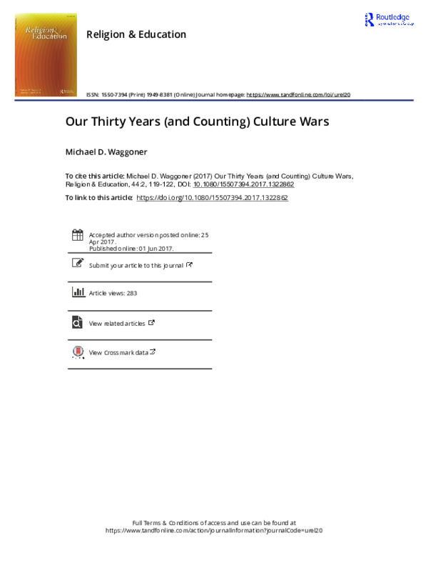 (PDF) Our Thirty Years (and Counting) Culture Wars