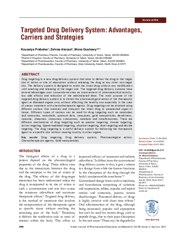 (PDF) Targeted Drug Delivery System: Advantages, Carriers and Strategies