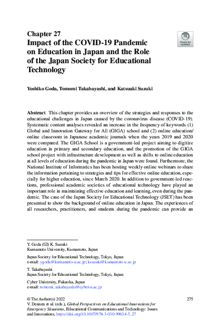 (PDF) Impact of the COVID-19 Pandemic on Education in Japan and the ...