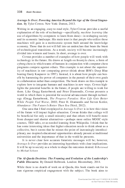 (PDF) Average is Over: Powering America Beyond the Age of the Great ...