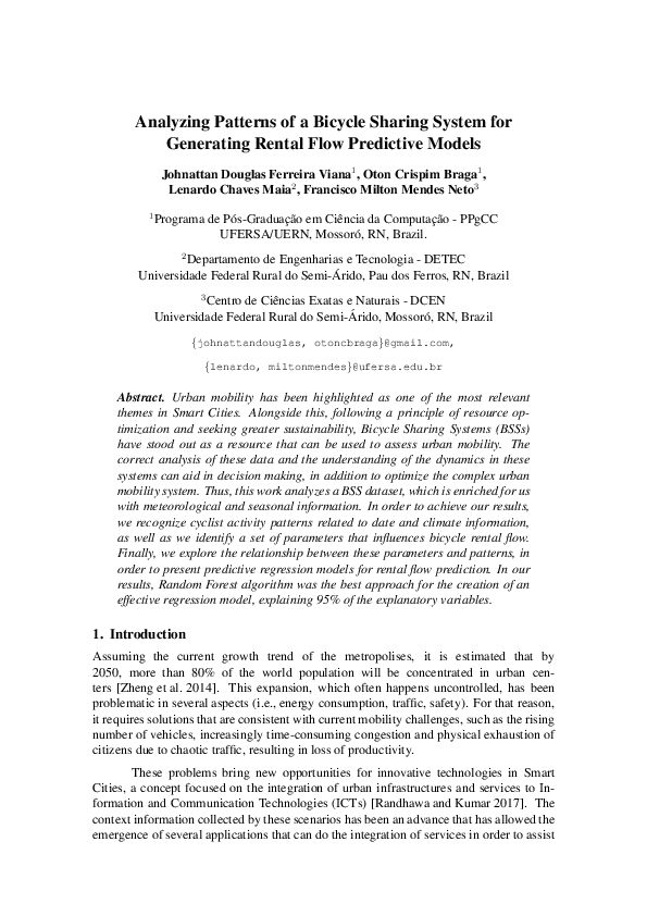 (PDF) Analyzing Patterns of a Bicycle Sharing System for Generating ...