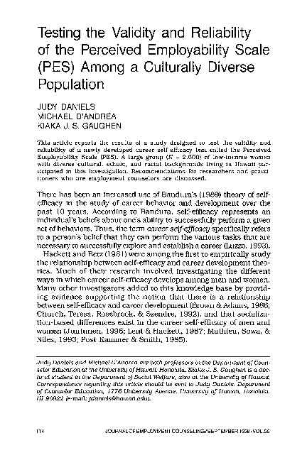 (PDF) Testing the Validity and Reliability of the Perceived ...
