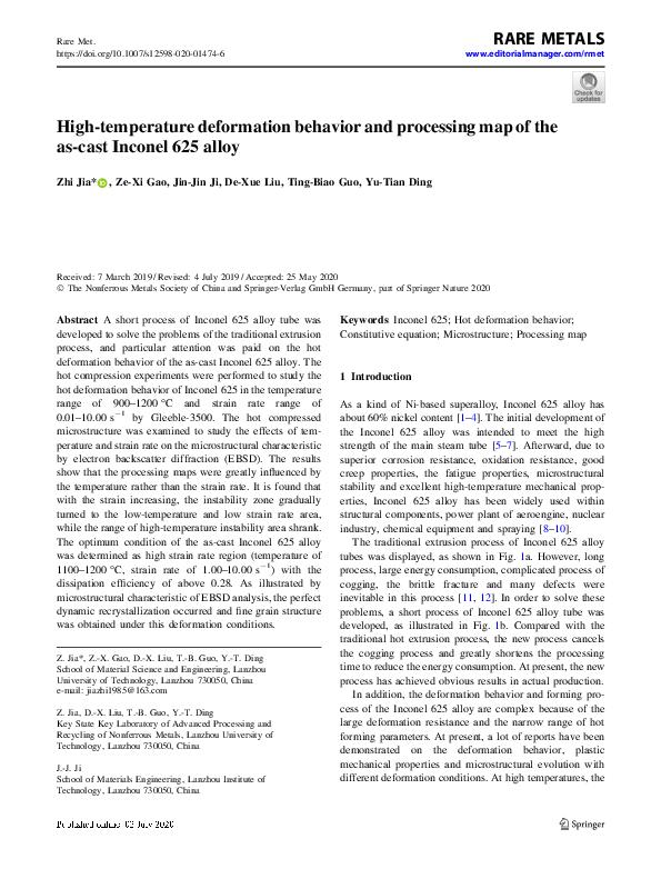 (PDF) High Temperature Deformation Behavior and Processing Maps of ...