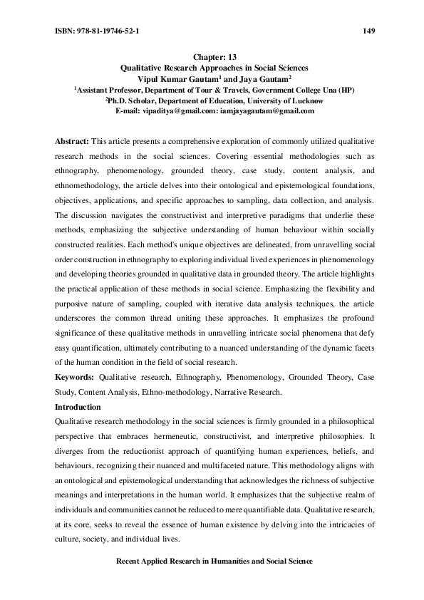 (PDF) Qualitative Research Approaches in Social Sciences