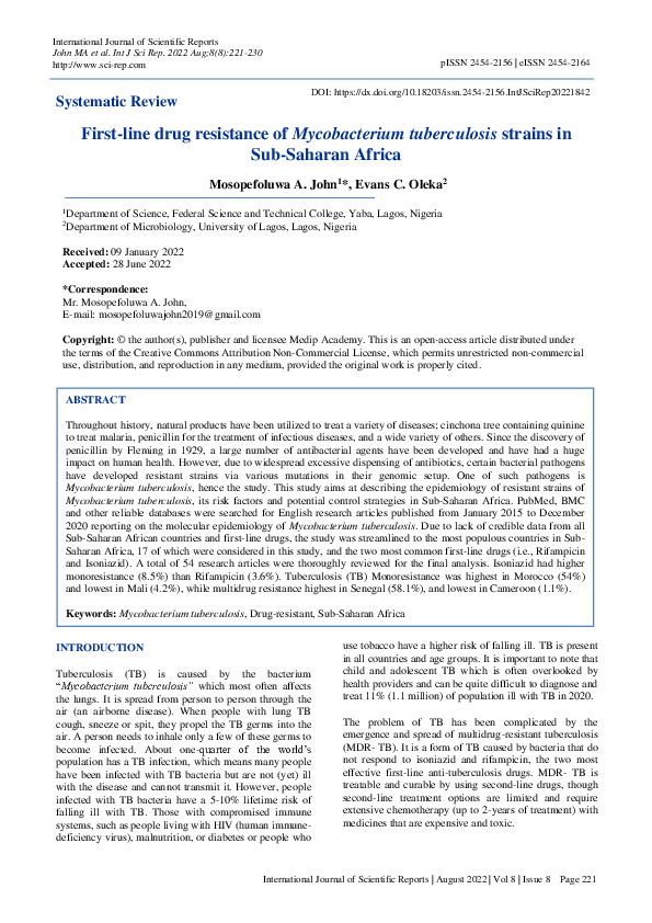 (PDF) First-line drug resistance of Mycobacterium tuberculosis strains ...
