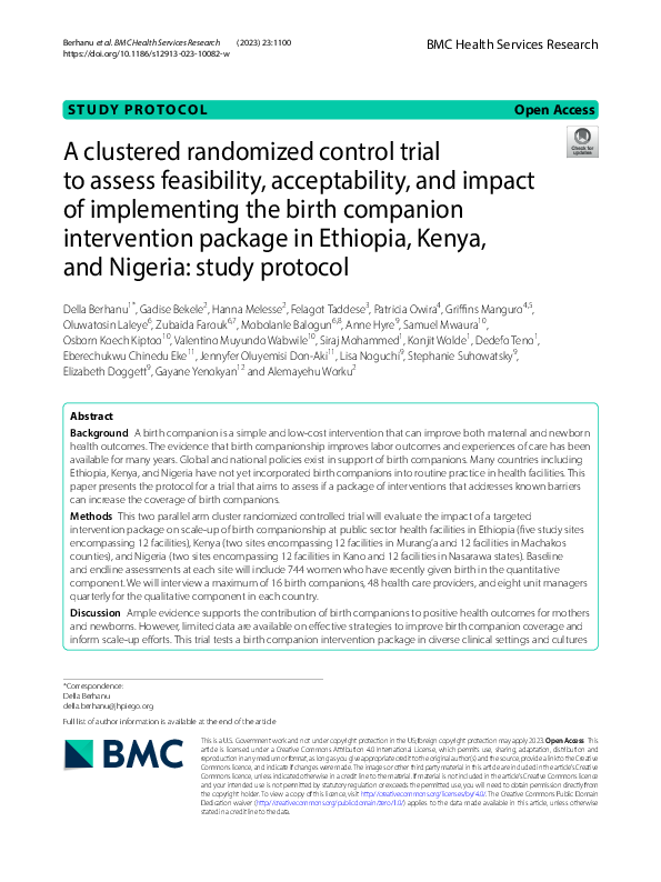 (PDF) A clustered randomized control trial to assess feasibility ...