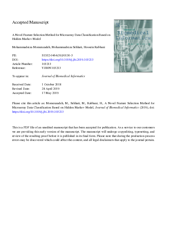 (PDF) A novel feature selection method for microarray data ...