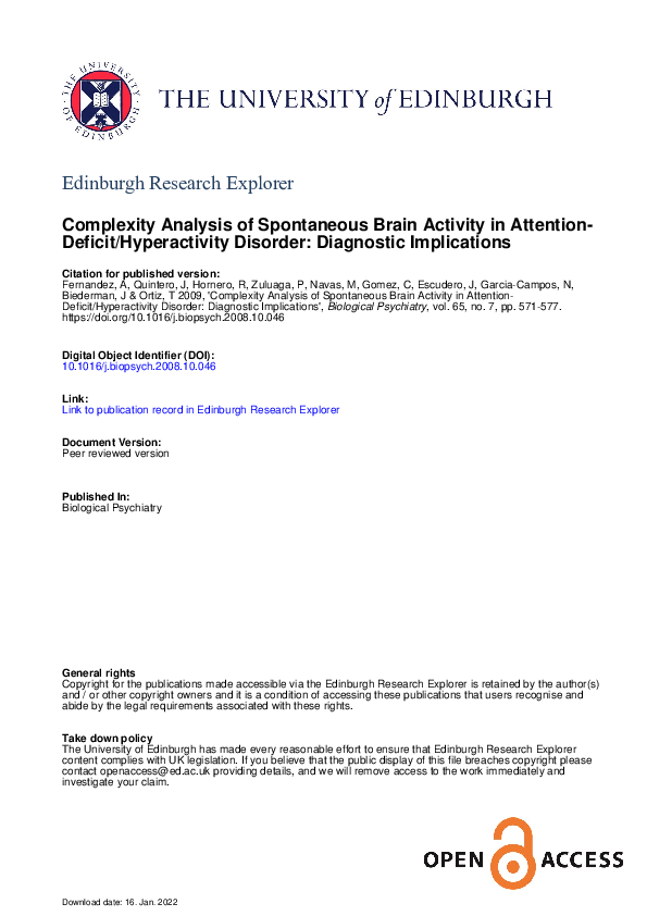 (PDF) Complexity Analysis of Spontaneous Brain Activity in Attention ...