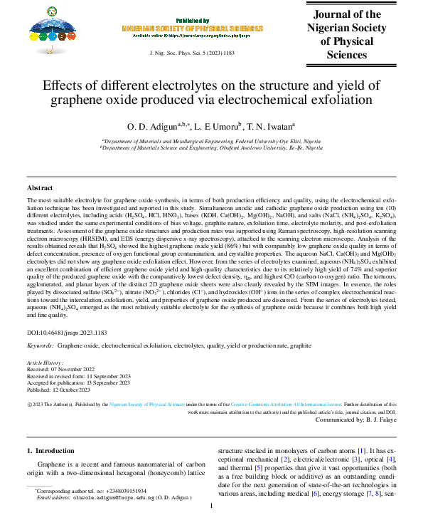 (PDF) Effects of different electrolytes on the structure and yield ...