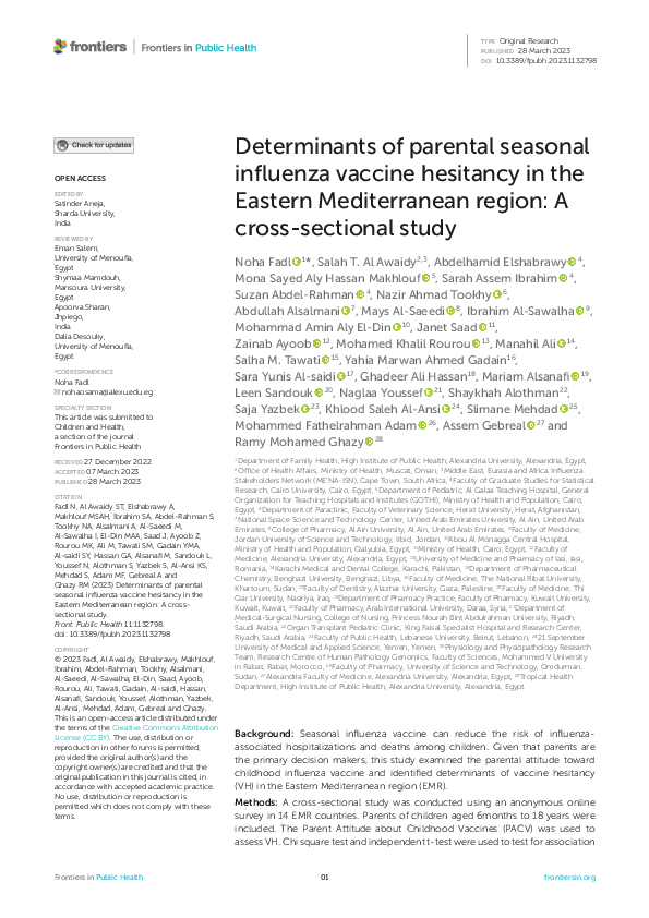 (PDF) Determinants of parental seasonal influenza vaccine hesitancy in ...