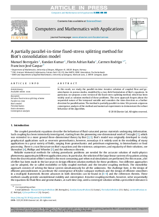 (PDF) A partially parallel-in-time fixed-stress splitting method for ...