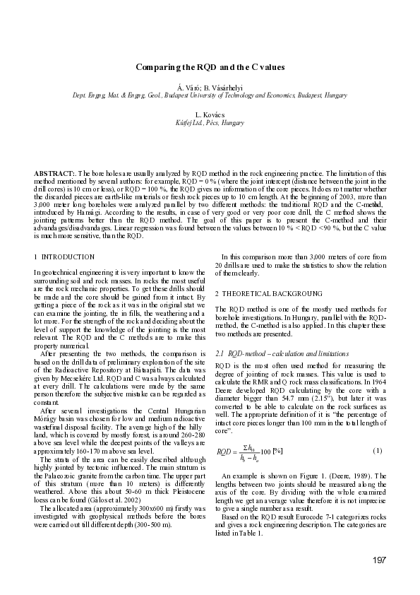 (PDF) Comparing the RQD And the C Values