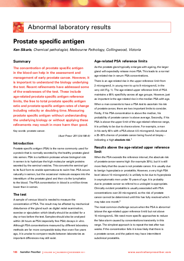 (PDF) Abnormal laboratory results: Prostate specific antigen