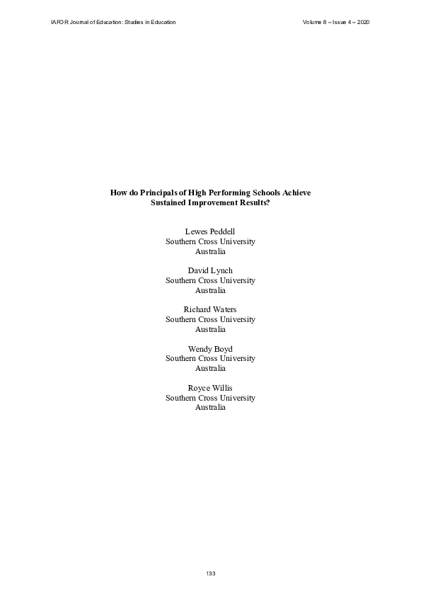 (PDF) How do Principals of High Performing Schools Achieve Sustained ...