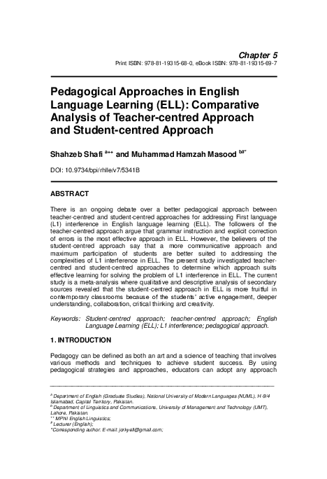 (PDF) Pedagogical Approaches in English Language Learning (ELL ...