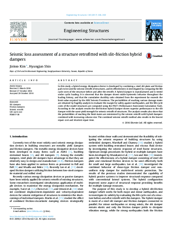 (PDF) Seismic loss assessment of a structure retrofitted with slit ...