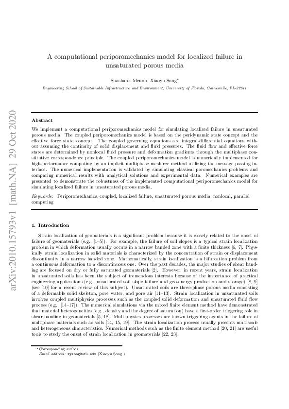 (PDF) A computational periporomechanics model for localized failure in ...