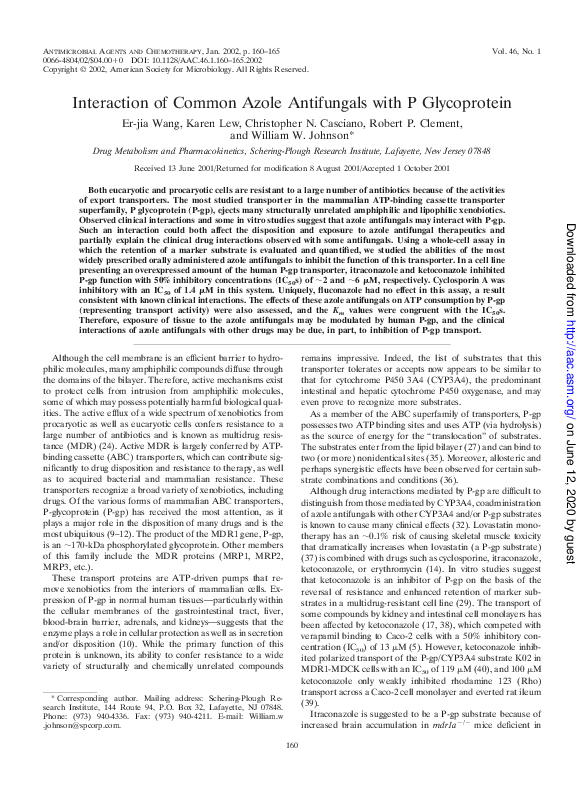(PDF) Interaction of Common Azole Antifungals with P Glycoprotein