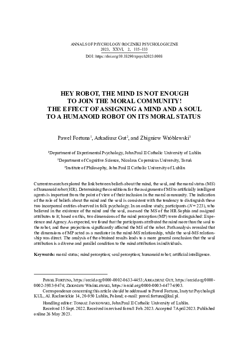 (PDF) Hey Robot, the Mind Is Not Enough to Join the Moral Community ...