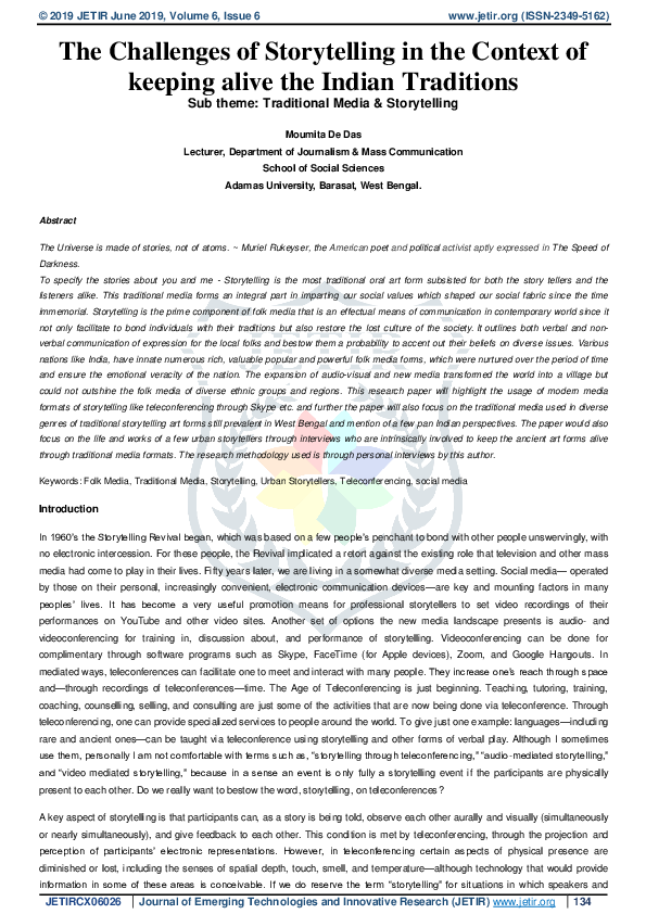(PDF) The Challenges of Storytelling in the Context of keeping alive ...
