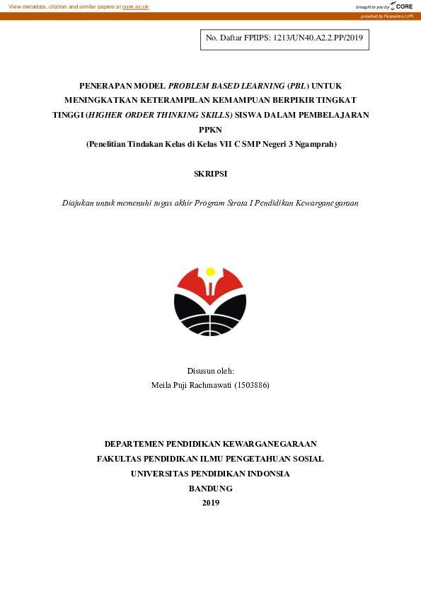 (PDF) PENERAPAN MODEL PROBLEM BASED LEARNING (PBL) UNTUK MENINGKATKAN ...