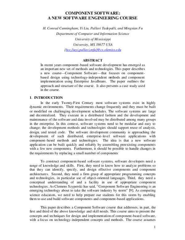 (PDF) Component software: a new software engineering course