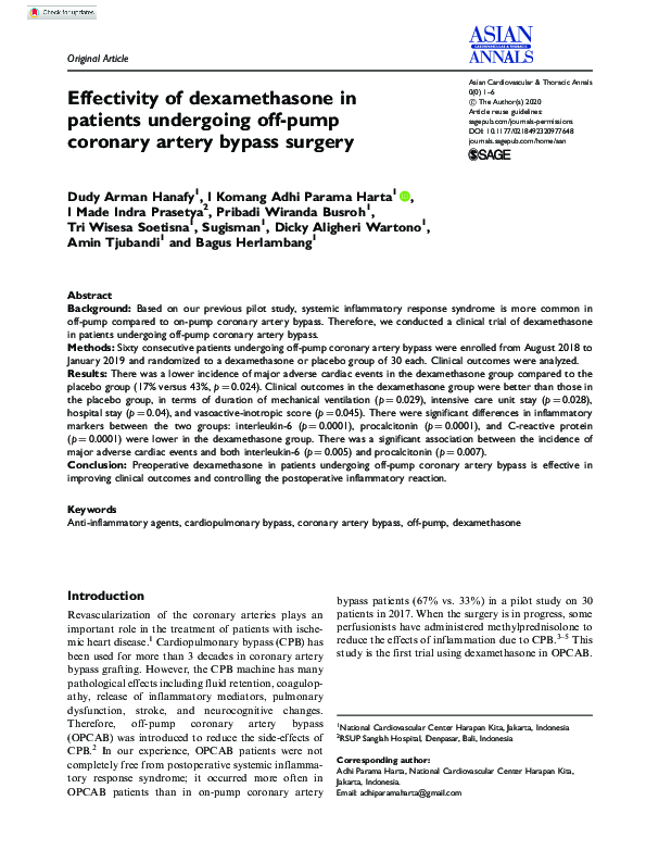 (PDF) Effectivity of dexamethasone in patients undergoing off-pump ...