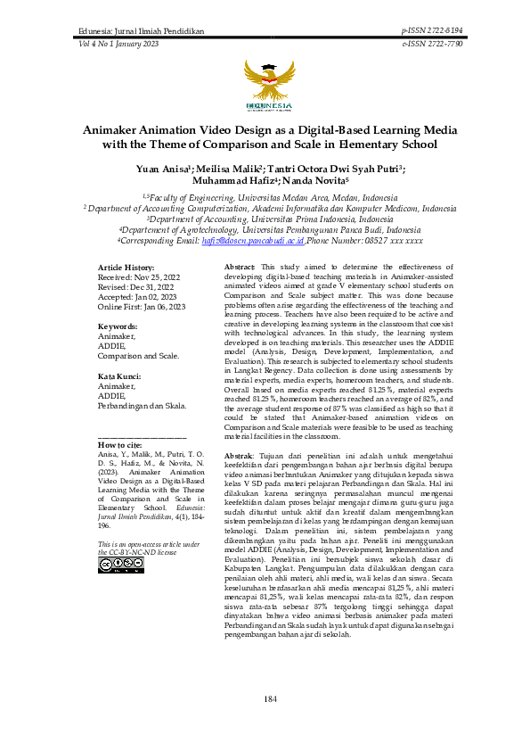 (PDF) Animaker Animation Video Design as a Digital-Based Learning Media ...