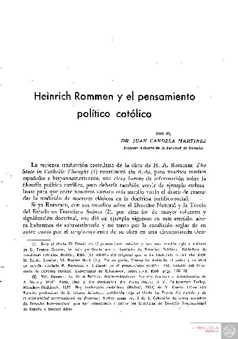 (PDF) Heinrich Rommen y el pensamiento político católico